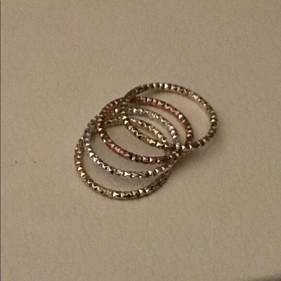 New~Sparkling Diamond Cut (4) Band Ring Set Sz 6 - Picture 1 of 2